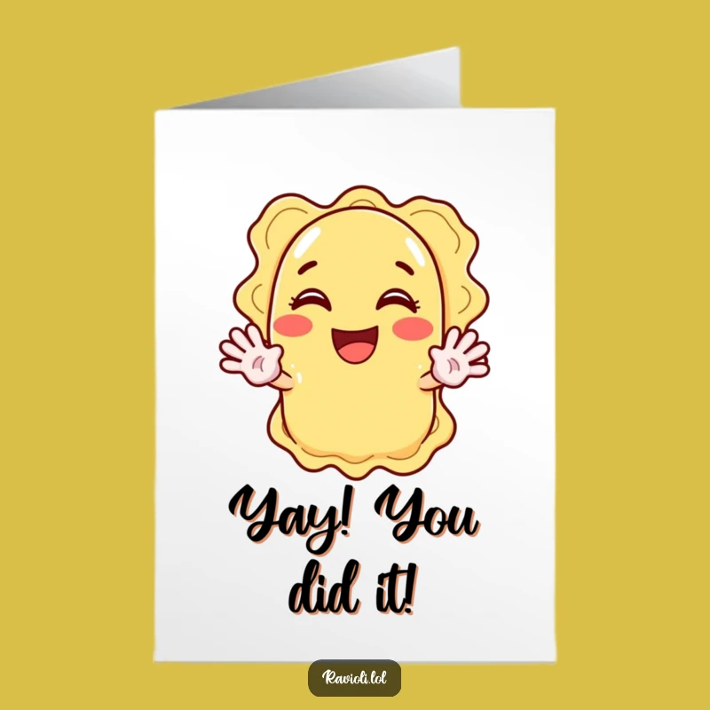 Ravioli Congrats Card Free Printable: Waving Pasta Downloadable for Your Big Win