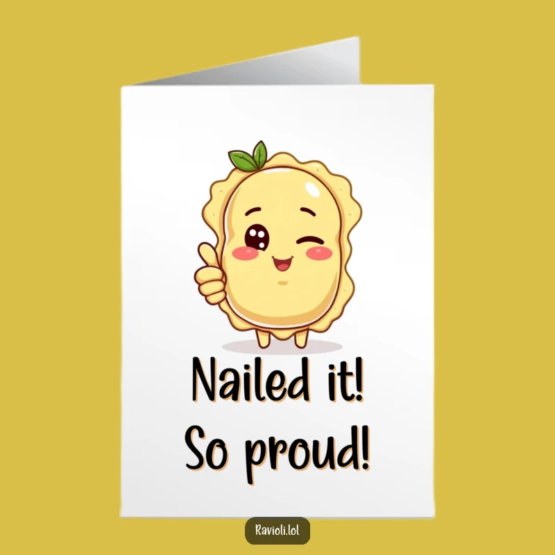 Ravioli Congrats Card Free Printable: Winking Pasta Downloadable for Success and Joy