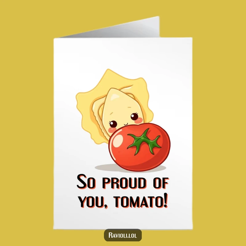 Free Printable Congrats Card: Shy Ravioli Tomato Surprise - Downloadable Celebration!
