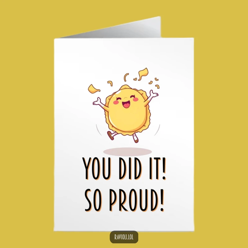 Free Printable Congrats Card: Humorous Ravioli Cartwheel - Downloadable Celebration