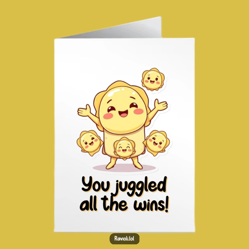 Free Printable Congrats Card: Ravioli Juggling Funny Downloadable Gift