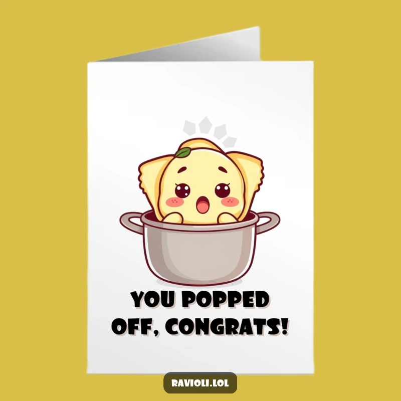 Free Printable Congrats Card: Surprised Ravioli Pot - Humorous Downloadable Gift