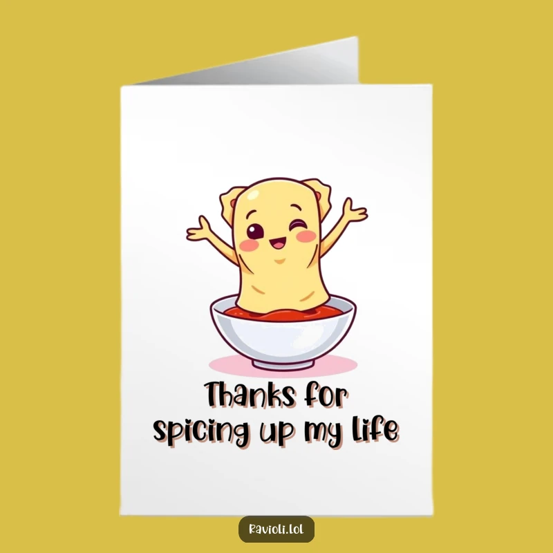 Free Printable Dancing Ravioli Thank You Card: Humorous Downloadable Gift for Gratitude