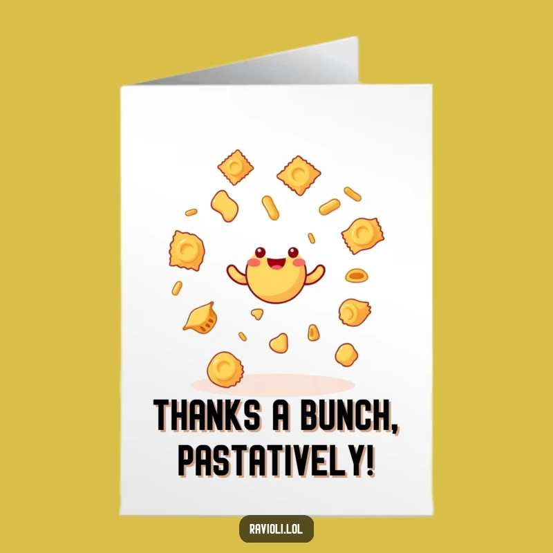 Free Printable Ravioli Thank You Card - Funny Juggling Pasta Downloadable Gift