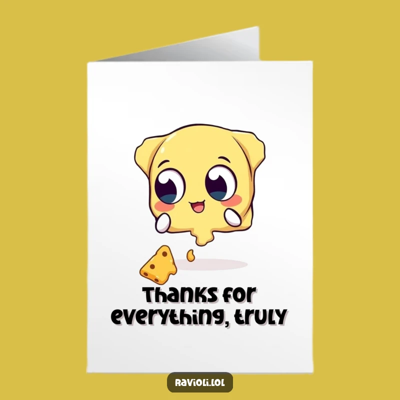 Free Printable Thank You Card: Catching Cheese Ravioli! Downloadable Funny Gift