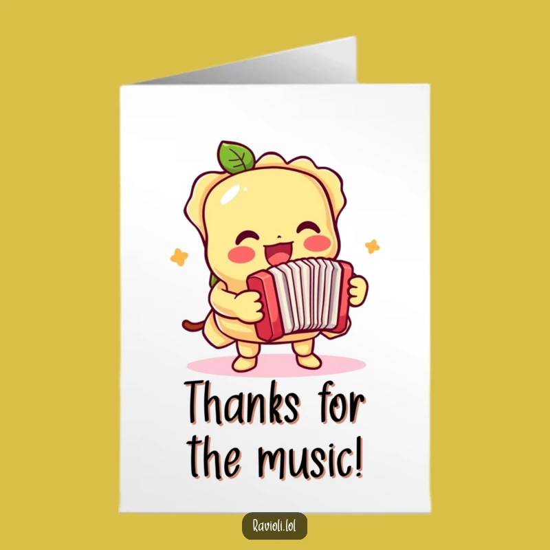 Free Printable Thank You Card: Ravioli Accordion Player - Grateful Downloadable Melody!