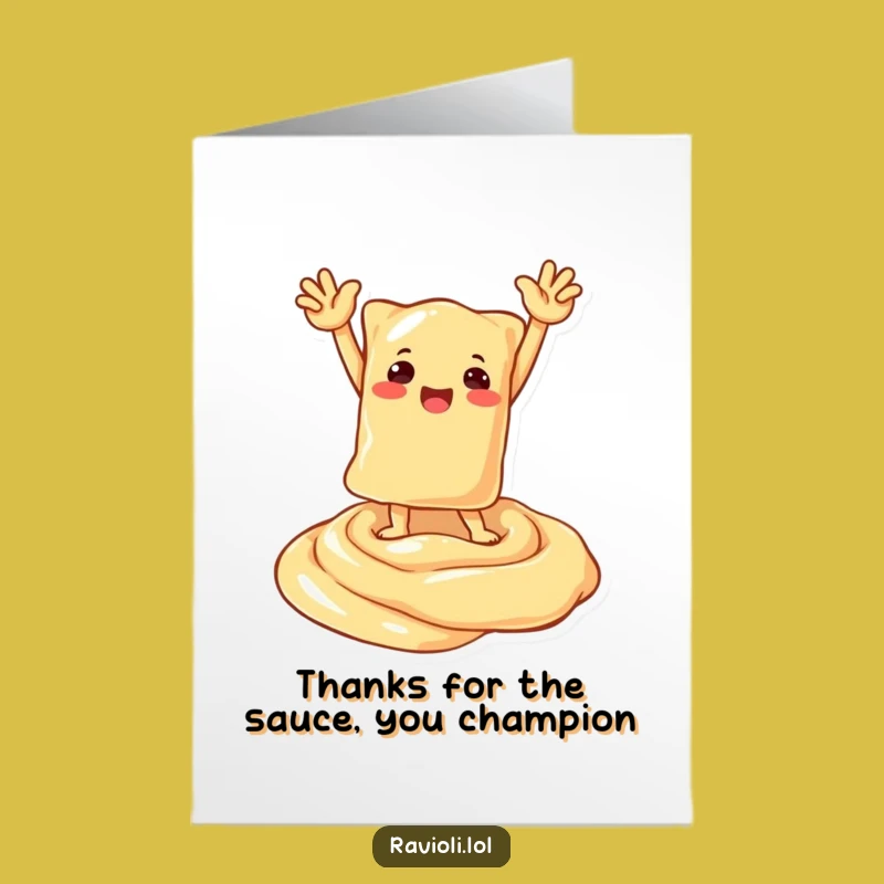Free Printable Thank You Card: Ravioli's Saucy Success, Italian Food Gratitude, Downloadable Appreciation