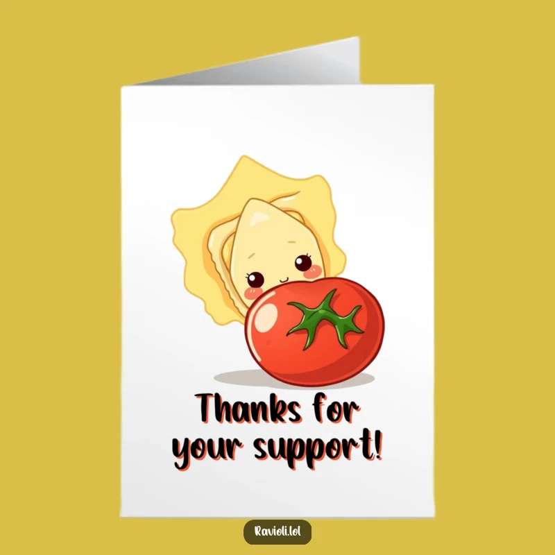 Free Printable Thank You Card: Shy Ravioli Tomato Thanks - Sweet Downloadable Gratitude!