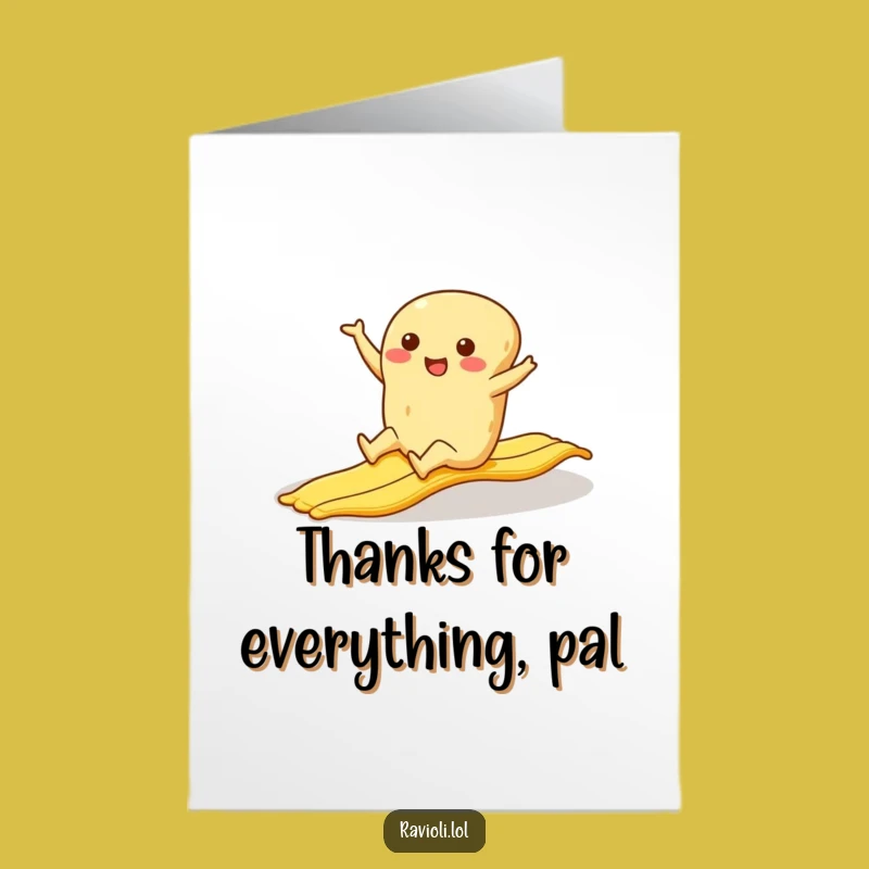 Funny Ravioli Thank You Card Free Printable: Slipping Pasta Downloadable Gift of Gratitude