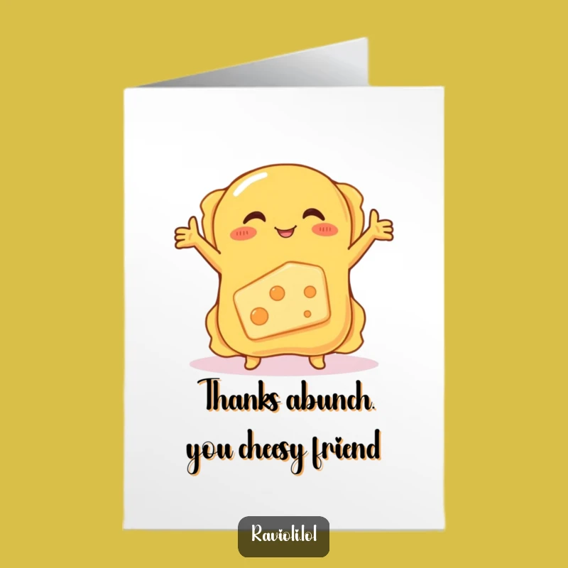 Free Printable Ravioli Thanks Card: Downloadable Italian Food Humor for Your Gratitude