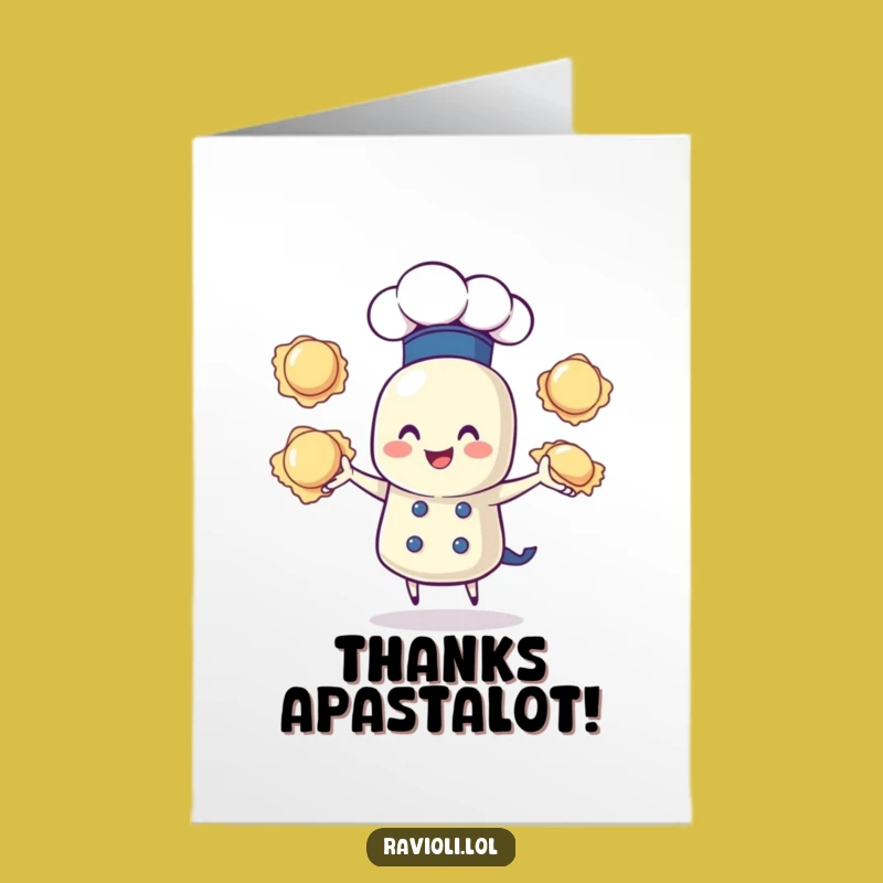 Funny Free Printable Thank You Card: Juggling Ravioli Chef Hat! Downloadable Gift