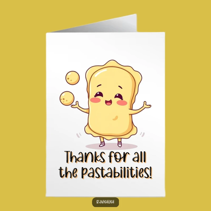 Free Printable Ravioli Thank You Card: Juggling Cheese Balls Downloadable Gift