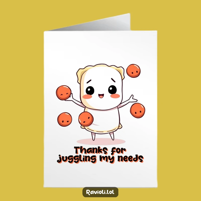 Free Printable Thank You Card: Juggling Ravioli Gratitude, Downloadable Gift with Fun
