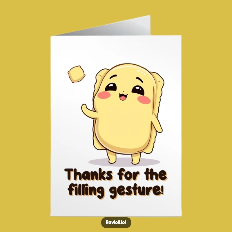 Thank You Free Printable Card: Ravioli's Playful Toss Downloadable Gratitude