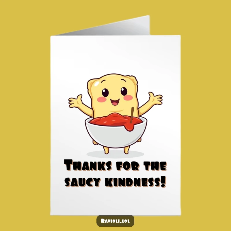 Free Printable Ravioli Thank You Card: Marinara Embrace, Downloadable