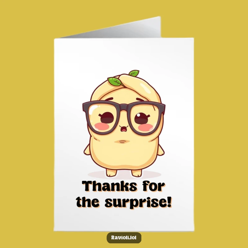 Free Printable Thank You Card: Surprised Ravioli Funny Downloadable Gift