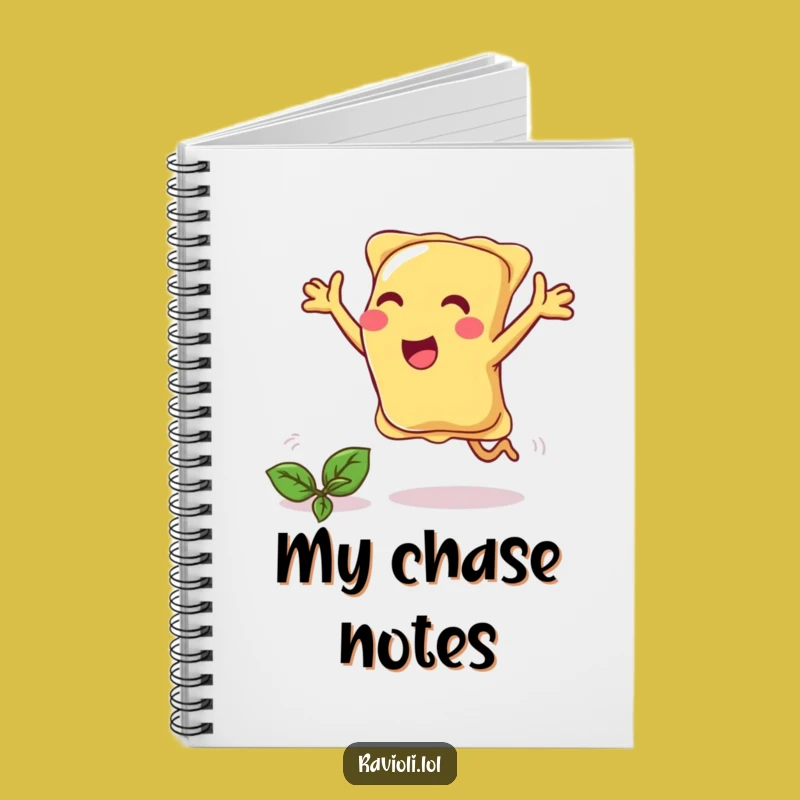 Funny Ravioli Chasing Basil Notebook - Capture Ideas with Pasta