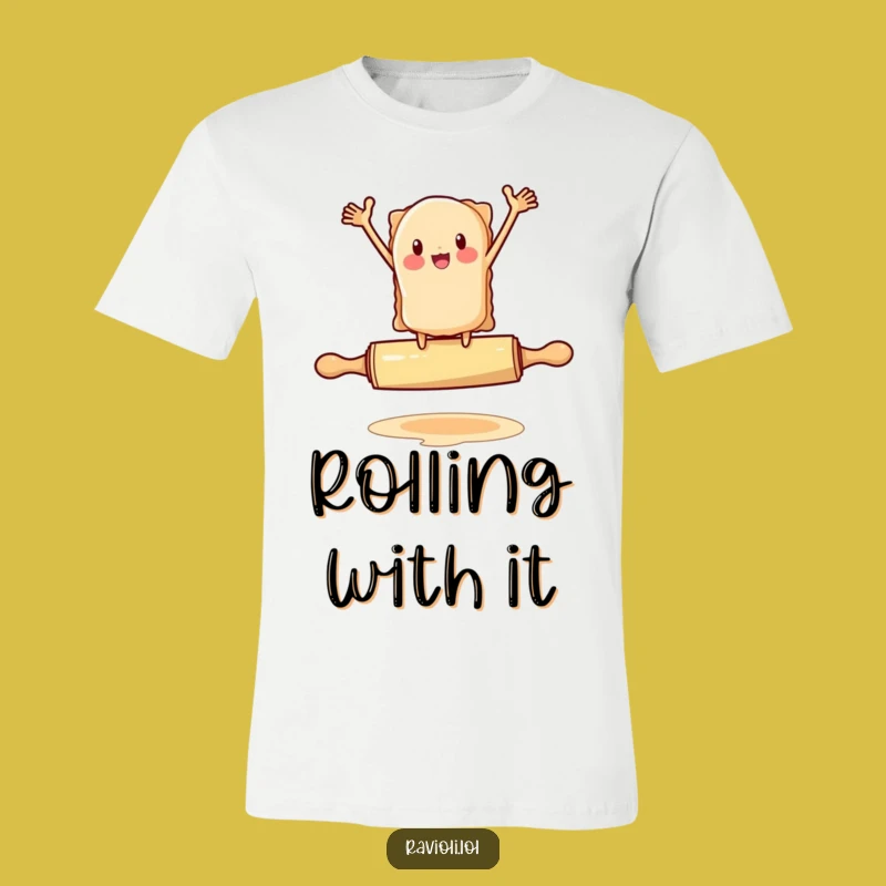 Funny Ravioli Balance T-Shirt: Hilarious Rolling Pin Acrobat Tee, Gift