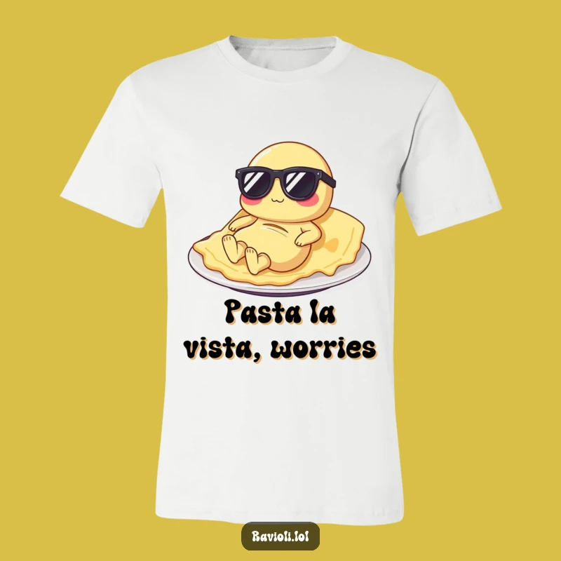 Funny Ravioli Sunglasses T-Shirt: Hilarious Pasta Character Vacation Tee