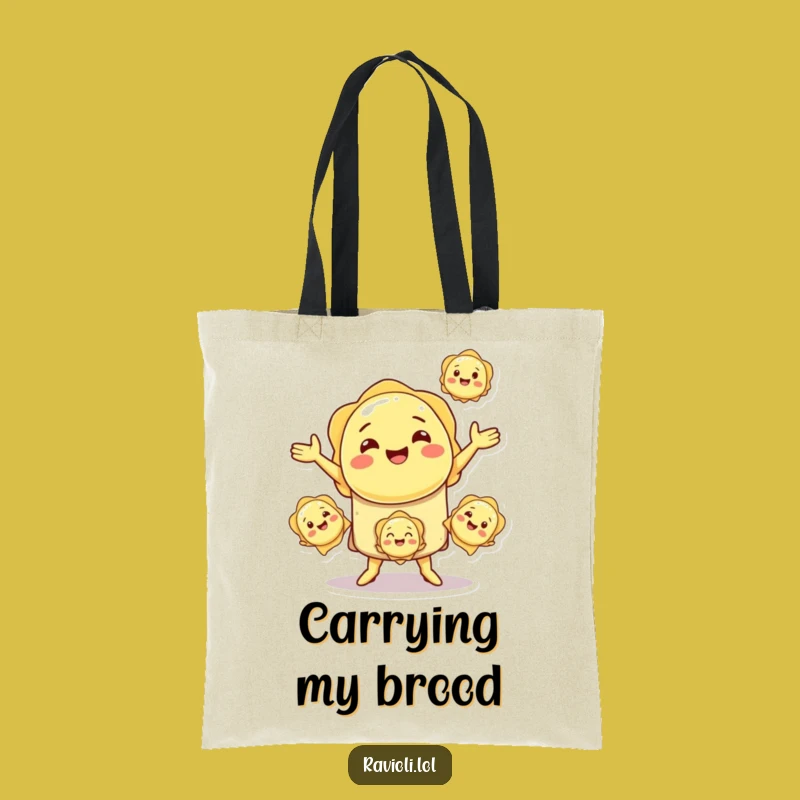 Funny Ravioli Juggling Tote Bag: Carry Your Carbs, Great Humorous Gift