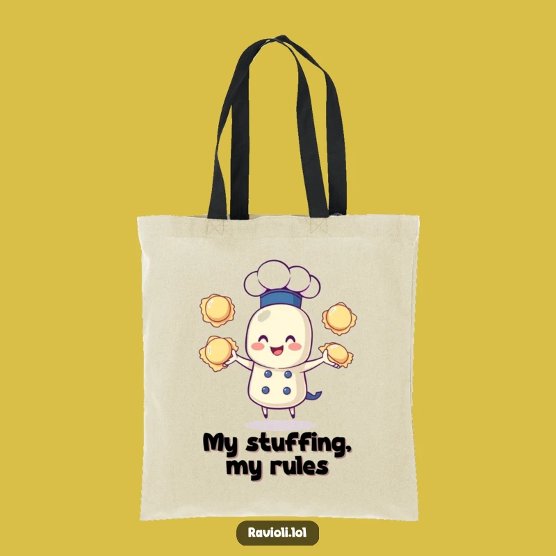 Funny Ravioli Chef Tote Bag: Juggling Pasta Art - Eco-Friendly Funny Gift