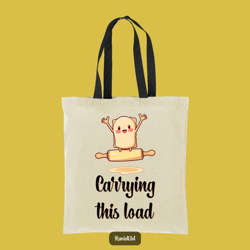 Funny Ravioli Tote Bag: Hilarious Rolling Pin Balance, Carry-All Gift