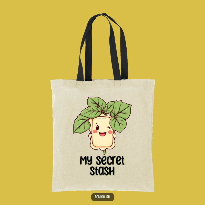 Funny Ravioli Basil Peek Tote Bag - Chic Carryall for Italian Foodies